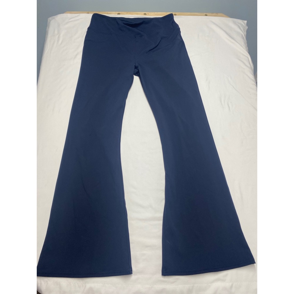 Halara Navy Blue High Waisted Flare Yoga Pants XL Regular Back Pockets Stretch